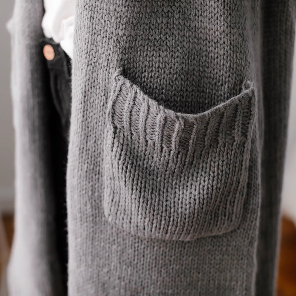Long Gray Cozy Sweater Cardi - Picture 3 of 8
